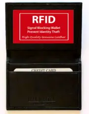 RFID Black Leather Men's Bifold Wallet ID Card Front Pocket Zip Holder