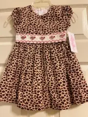 NWT Bonnie Jean Smocked Leopard Dress Size 2T