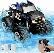 RC Cars 1:16 Scale Remote Control Car for Kids 6 7 8, RC Monster Truck RC Water Proof Crawler All Terrain 360° Flips Amphibious Vehicle with 2 Rechargeable Batteries Racing Hobby Car Toys for Boy