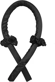 Heatless Curling Rod Headband No Heat Silk Ribbon Curling Rod Hair Roller Curls with Hair Claw Clip Lazy Natural Soft Wave DIY Hair Rollers Styling Tool for Sleep in Overnight (Black)