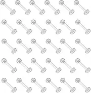 [UPSTORE] 30 Pcs 16g Earrings Piercing Retainers Clear Lip Studs Nose Studs Tragus Retainer Helix Cartilage Earring Stud Piercing Jewelry Retainer for Women Men 8mm, 8mm