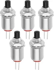 VGOL 5pcs 2pin Microminiature Momentary Button DS-402 Mini Push Button Switch Micro Lockless Momentary Switch Off-(On) SPST 125V 1A 5mm, Black
