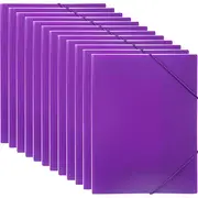 Marbig Document File Wallet Folder Elastic Strap A4 Purple 12 Pack
