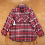AQUA Womens Jacket XL Red Flannel Plaid Button Up Heavyweight Casual Shacket