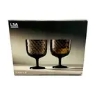 LSA International Dapple Wine Glasses Set of 2 Hearth Brown NEW