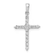 14k White Gold Polished 1/4ct. Real Diamond Cross Pendant