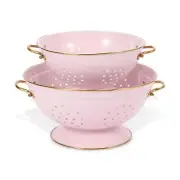Metal Colander Set of 2, Strainer Basket with Handles 3.5 & 5 Qt Powder Coate...