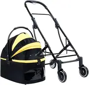 Pet Cat Stroller Detachable Carriage Dog Prem Pushchair with Storage Bag, Dog Strollers for Small Medium Dogs, Pet Cat Stroller Foldable Dog Walker for Multiple Cats(Black a)