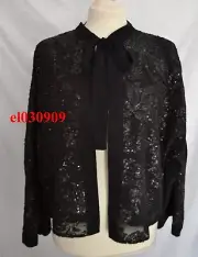ZARA NEW BLACK SEQUIN JACKET WITH TIE SIZE S REF. 2488/119