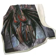 Fantasy Drawings Malice the Black Dragon Throw Blanket