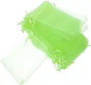 Outanaya 100pcs Fruit Bags: Green Netting Cover Bags with Drawstring for Trees Cover Mesh Pouch for Plant Vegetables Flowers 17x23cm