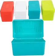 TEMPNAP 4Pcs Index Card Holder Plastic Notecard Box for Organizing Recipes Addresses and Important Records Portable Index Card File