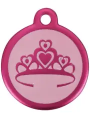 Red Dingo QR Pink Pet Tag, Crown, Small