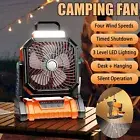 Camping Fan with LED Light Rechargeable Portable Fan Outdoor Tent Lamp Lantern