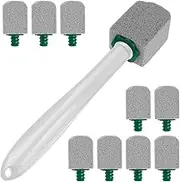 Pumice Stone Toilet Bowl Cleaner, Toilet Stone Cleaning Brush, Sturdy and Robust Toilet Brush with Replaceable Brush Heads Easy to Use Crevice Cleaning Pumice Brush for Bathrooms