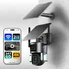 Home Security Camera Dual Solar WiFi 4K Recording 24/7 Battery Powered PTZ 360