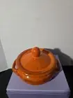 De Silva Pottery Orange Terracotta Covered Casserole Serving Dish Made in Italy