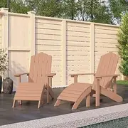 Garden Chair Set of 2, Patio High Back Armchairs with Footstools, Outdoor Lounge Chairs for Beach Garden Pool Backyard Deck, 73 x 83 x 92 cm, HDPE