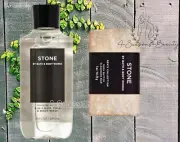 2pc Bath Body Works mens 3 in 1 Hair face body Wash & bar soap STONE for MEN NEW