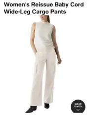 SANCTUARY Women's Reissue Baby Cord Wide-Leg Cargo Pants,NWT,SMALL,MSRP-$139,