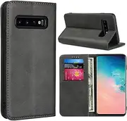 Cavor for Samsung Galaxy S10 Case,for Samsung S10 Case,Cowhide Pattern Leather Case Magnetic Wallet Cover with Card Slots(6.1") -Black