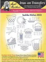 Sashiko Kitchen Aunt Martha's Hot Iron Embroidery Transfer #4032