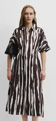 BNWT | Country Road Cinched Midi Dress | Abstract Zebra Print | Size 10