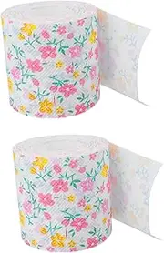 PERSELOSO 2rolls Colorful Floral Printing Toilet Paper Creative Restroom Tissue for Home and Restaurant Use Strong Absorption and Skin-Friendly Design