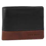 Pierre Cardin Leather 2-Tone Men's Tri-Fold Wallet in Black-Cognac