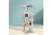i.Pet Cat Tree 134cm Tower Scratching Post Scratcher Wood Condo House Bed Beige