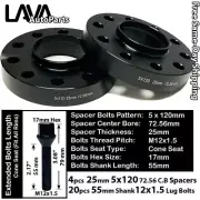 4PC 25MM THICK 5X120 72.56MM C.B WHEEL SPACER + 55MM 12X1.5 BOLT FIT BMW MODEL (for: BMW)