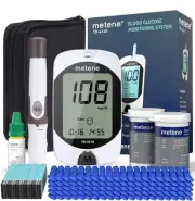 Metene TD-4116 Blood Glucose Monitor Kit, 100 Strips, 100 Lancets - Read Descrip