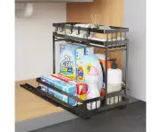 Under Sink Organizer,Lumten Under Sink Sliding, Sliding Spice Rack Organizer for Cabinet-Black Lumten