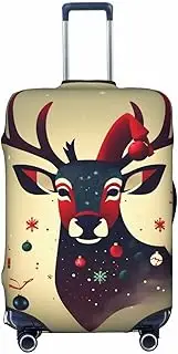 [CADREWY] Christmas Deer Picture Print Travel Suitcase Cover Luggage Protector with Elastic Anti Scratch for Carry On, Black, Large