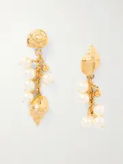 [Chloé] Chloé - Faux Pearl Embellished Gold-tone Earrings - One size One size Gold