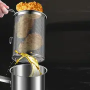 Small Stainless Steel Deep Fryer with Drainer Basket and Glass Lid
