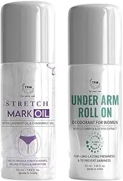 TNW-The Natural Wash Body Care Combo with Stretch Mark Oil and Under Arm Roll On | For Reducing Stretch Marks & Controlling Odor | Suitable for All Skin Types