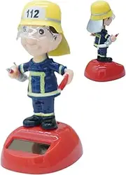 Solar Dancing Figurines,Solar Dancing Toy Firefighter - Car Shaking Head Dancer Doll Car Windowsill Decor for Car Dashboard
