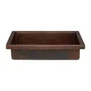 Premier Copper VREC20SK1DB 20" Rectangle Skirted Vessel Hammered Copper Sink