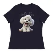 Poodle Mom Women's T-Shirt - Relaxed Fit, Cute White Puppy Design, Soft Fabric