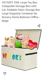 VICTOR'S Large Toy Box Chest with Lid, Collapsible Sturdy Toy Storage Organizer