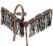 Showman Hand Painted Arrow Design Leather Headstall & Breast Collar Set w/Reins