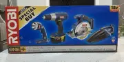Ryobi 4 Piece Combo Set Power Tools, Circular Saw, Drill, Flashlight, Vacuum-18V