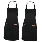 2 Pack Kitchen Aprons for Women, Adjustable Cooking Aprons for Women with Black