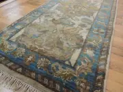 2x10 3x11 Agra RUNNER Oriental Rug wool Blue Beige Brown plush heavy durable