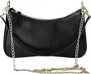 [LEKEFETO] Women's Small Handbag, PU Leather Shoulder Bag, Small Black Handbag for Women, Shoulder Bag for Women with Crossbody and Shoulder Strap (Black)