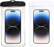 Ipercox 2Pcs Waterproof Phone Pouch Phone Air Bags Waterproof Phone Pouch Floating Dry Bag Beach Travel Essentials (White and Black)