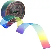 50 Yard 1 Inch Rainbow Shimmer Ribbon - JamHooDirect Shimmer Sheer Organza Ribbons Decorative Bundle Rainbow Ribbon for Wedding Favour/Craft/Gift wrap/Christmas