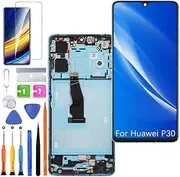 Replacement Display for Huawei P30 LCD Screen TFT, ELE-L29 Display Screen Touch Digitizer Assembly Repair Parts Kit (Aurora with Frame, No Fingerprint)