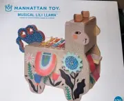 Manhattan Toy Musical Llama Wooden Instrument For Toddlers With Maraca, Clacking